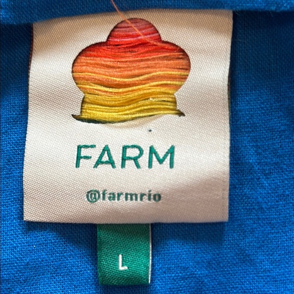 FARM Rio Blue Asymmetrical One Shoulder Linen Blend Jumpsuit Size L - Picture 8 of 16